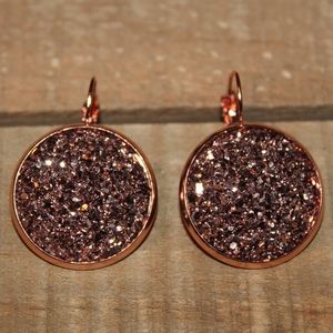 Rose Gold 25mm Druzy Earrings